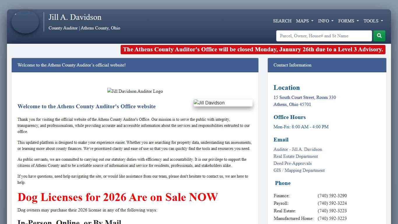 Home - County Auditor Website, Athens County, Ohio